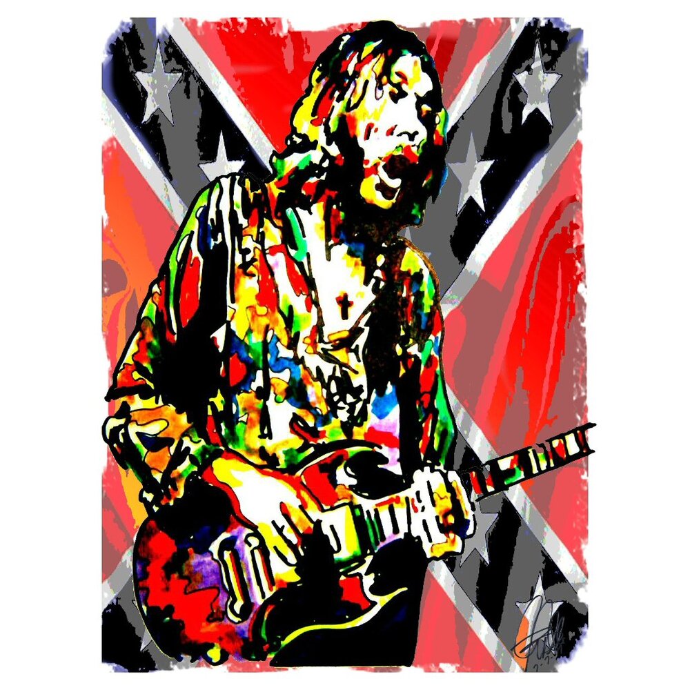 Duane Allman Lead Guitar Southern Rock Music Poster Print Wall Art 18x24